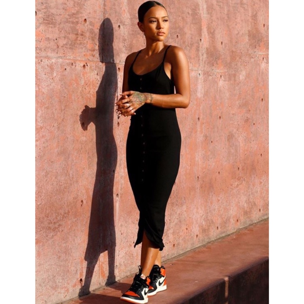 Ribbed button front cami dress-seen on Karrueche